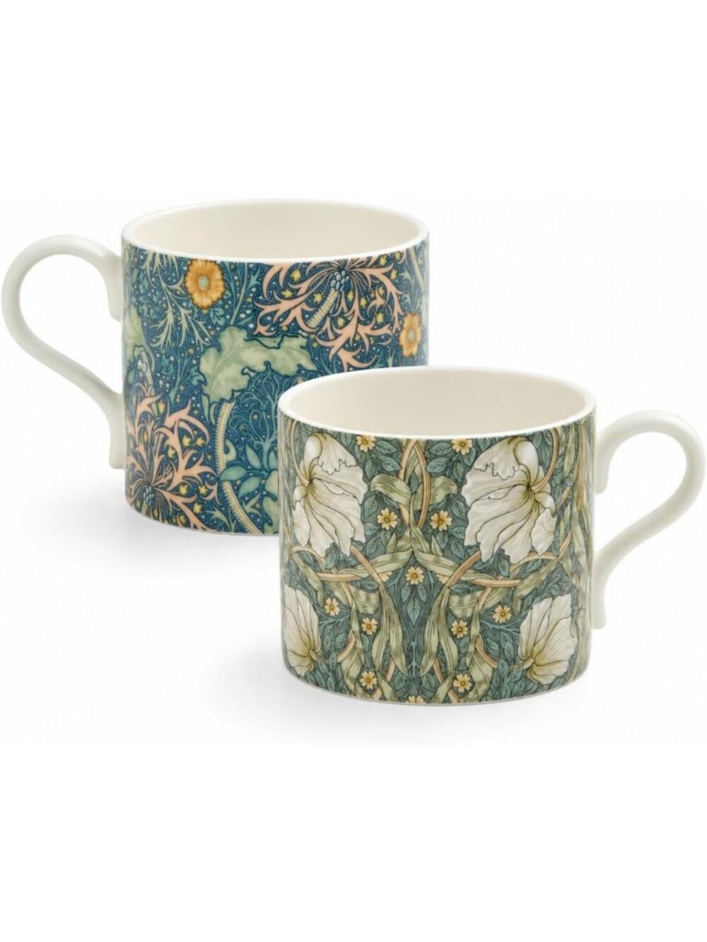 Set of 2 Porcelain Mugs - 12oz Tea/Coffee Cups, Microwave & Dishwasher Safe